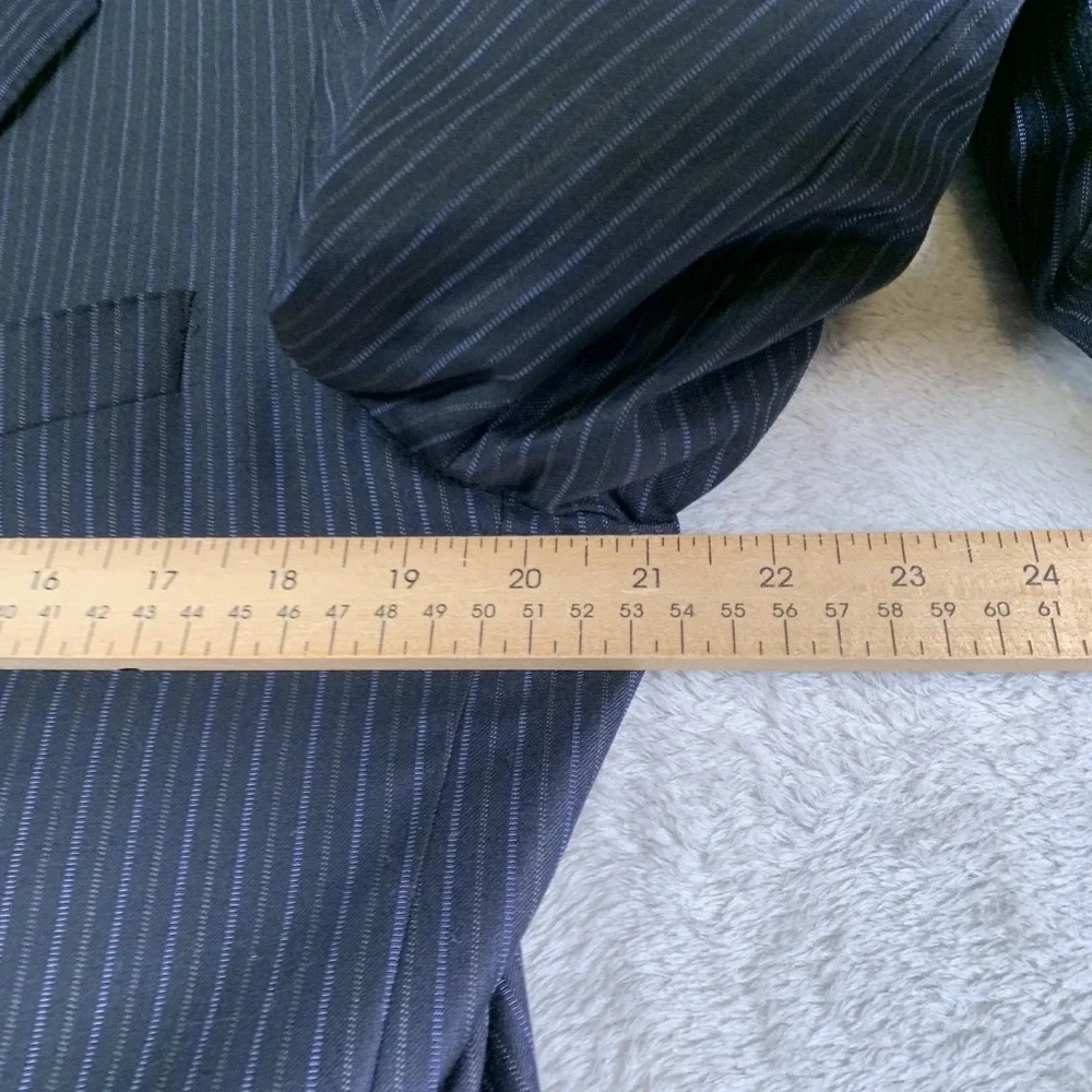 Hickey Freeman‎ Suit Jacket Mens 42R Blue Pinstripe Super 130s Wool Made USA